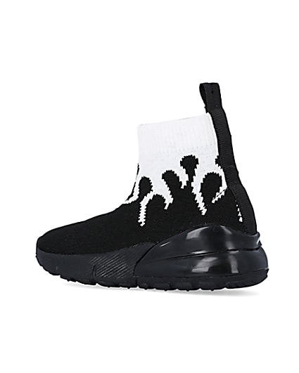 360 degree animation of product Mini Boys Black Flame HiGH Top Trainers frame-5