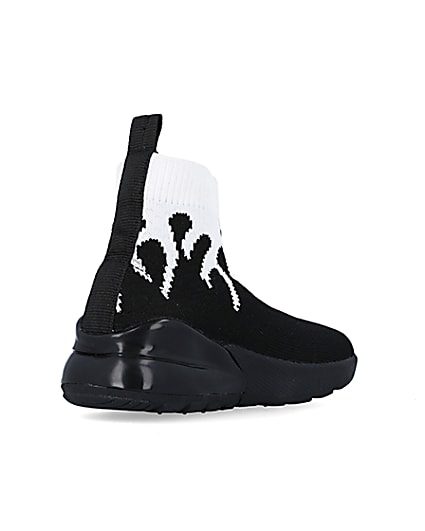 360 degree animation of product Mini Boys Black Flame HiGH Top Trainers frame-12