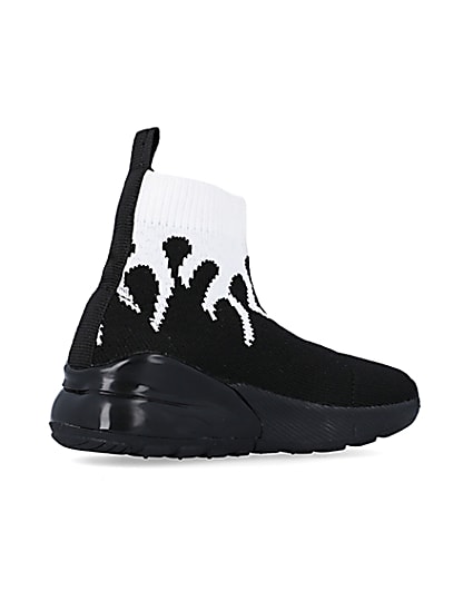 360 degree animation of product Mini Boys Black Flame HiGH Top Trainers frame-13