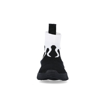 360 degree animation of product Mini Boys Black Flame HiGH Top Trainers frame-21