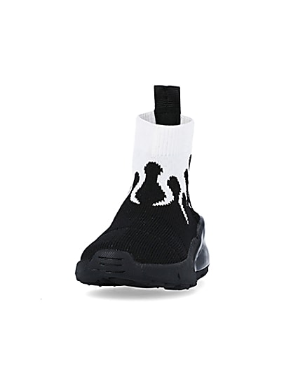 360 degree animation of product Mini Boys Black Flame HiGH Top Trainers frame-22