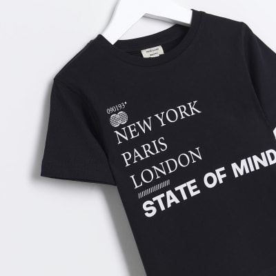 Mini Boys Black Graphic T-shirt