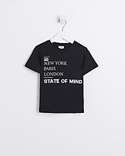 Mini Boys Black Graphic T-shirt