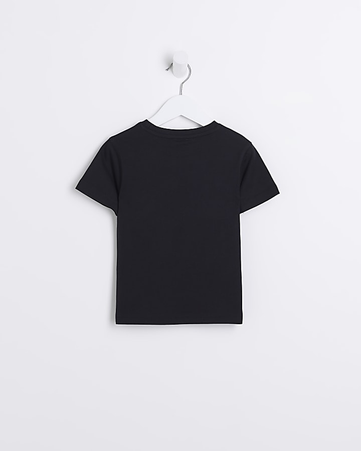 Mini Boys Black Graphic T-shirt