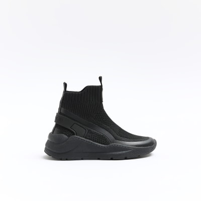 Mini boys black high top sock trainers | River Island