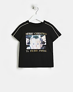 Mini Boys Black Home Alone Christmas T-shirt