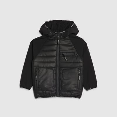 Mini Boys Black Hooded Jacket