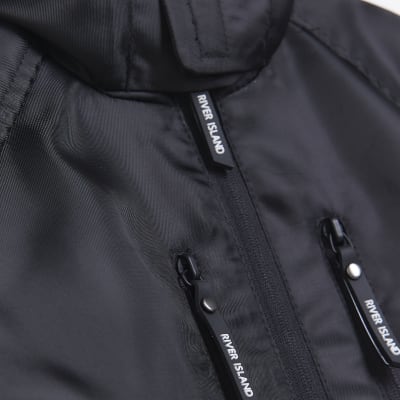 mini boys black hooded wind cheater coat