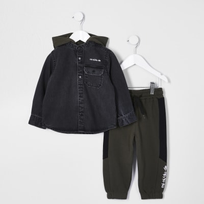 boys black denim shirt