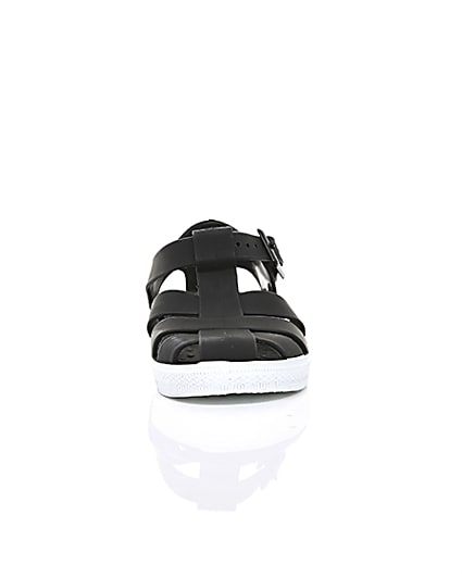 360 degree animation of product Mini boys black jelly caged sandals frame-4