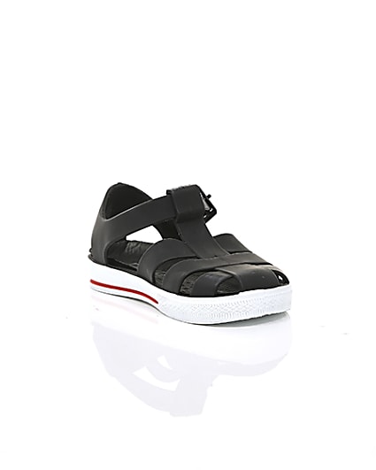360 degree animation of product Mini boys black jelly caged sandals frame-6