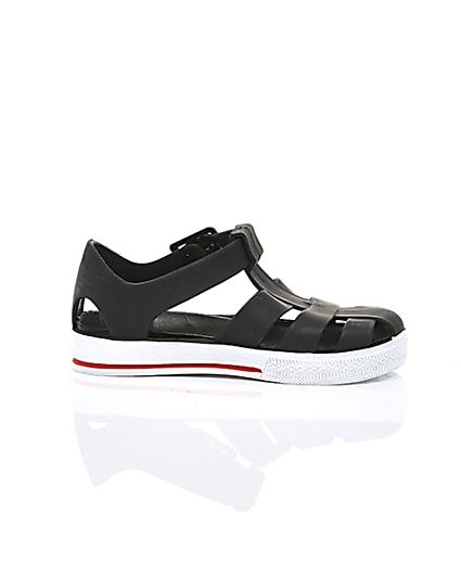 360 degree animation of product Mini boys black jelly caged sandals frame-9