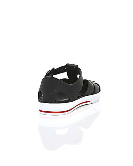 360 degree animation of product Mini boys black jelly caged sandals frame-14