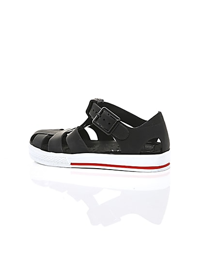 360 degree animation of product Mini boys black jelly caged sandals frame-20