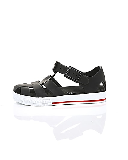 360 degree animation of product Mini boys black jelly caged sandals frame-22