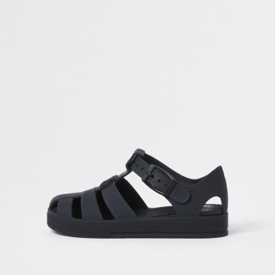 Mini boys black jelly caged sandals | River Island