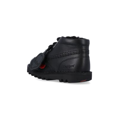 360 degree animation of product Mini boys black Kickers lace up shoes frame-6