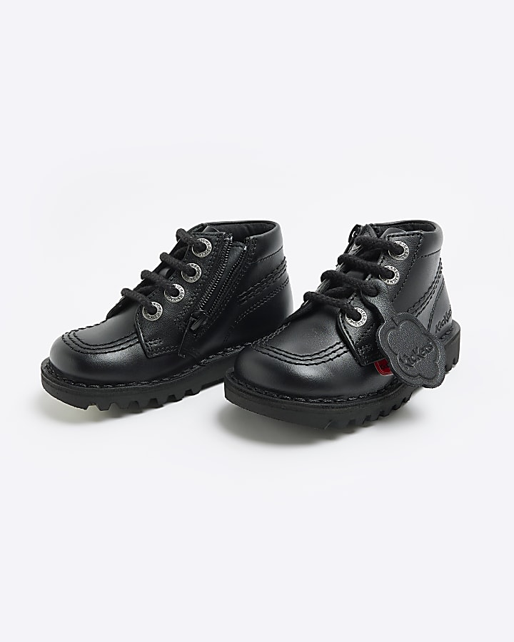Mini boys black Kickers lace up shoes