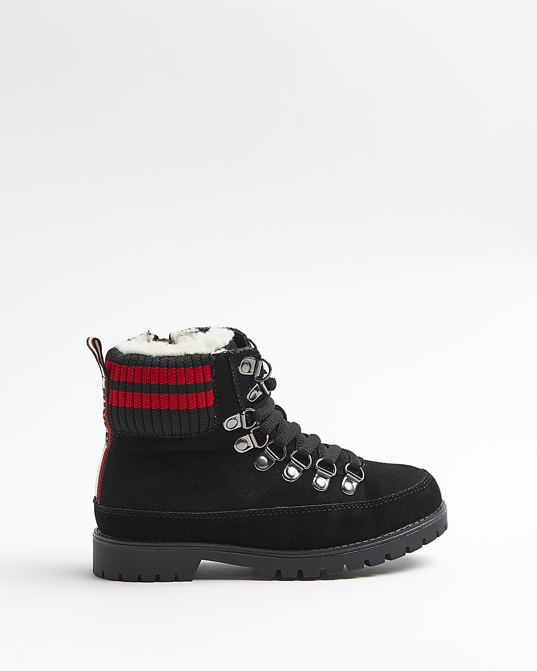 Mini boys black knit hiker boots