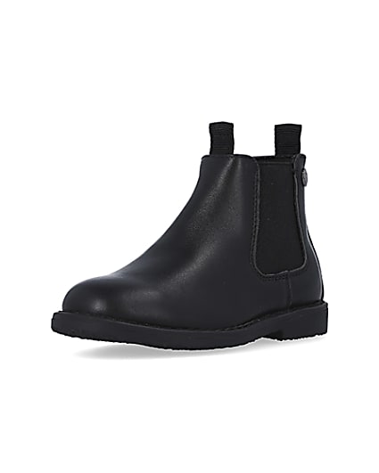 360 degree animation of product Mini boys Black Leather Chelsea Boots frame-0