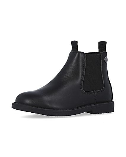 360 degree animation of product Mini boys Black Leather Chelsea Boots frame-1