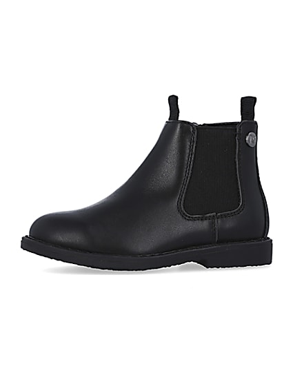 360 degree animation of product Mini boys Black Leather Chelsea Boots frame-2