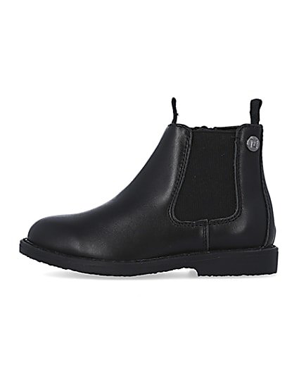 360 degree animation of product Mini boys Black Leather Chelsea Boots frame-3