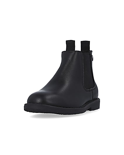 360 degree animation of product Mini boys Black Leather Chelsea Boots frame-23