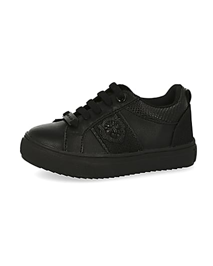 360 degree animation of product Mini boys black lion embossed trainers frame-2