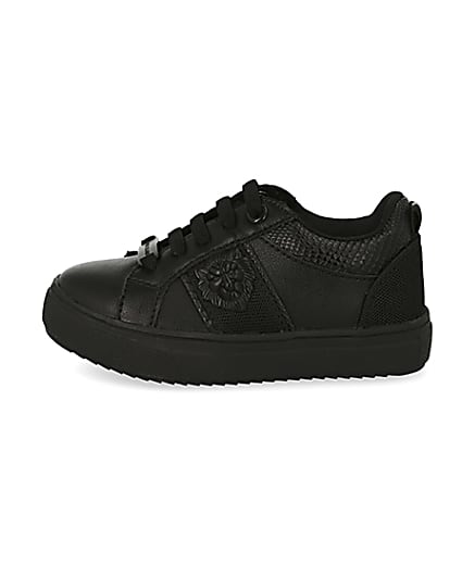 360 degree animation of product Mini boys black lion embossed trainers frame-3