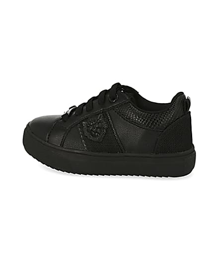 360 degree animation of product Mini boys black lion embossed trainers frame-4