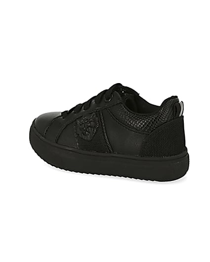 360 degree animation of product Mini boys black lion embossed trainers frame-5