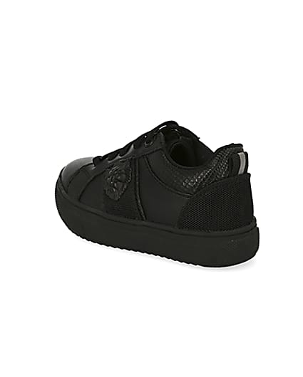 360 degree animation of product Mini boys black lion embossed trainers frame-6