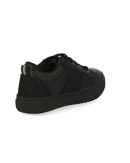 360 degree animation of product Mini boys black lion embossed trainers frame-12
