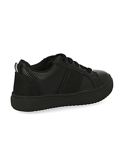 360 degree animation of product Mini boys black lion embossed trainers frame-13