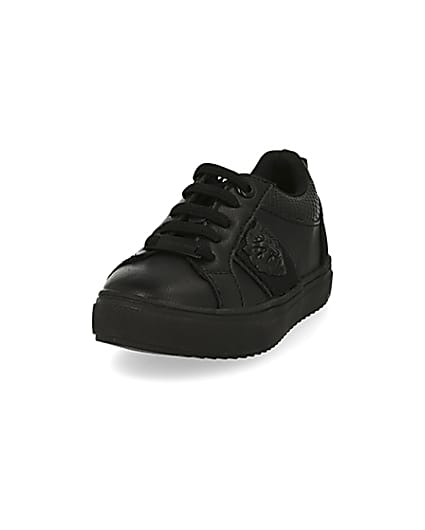 360 degree animation of product Mini boys black lion embossed trainers frame-23