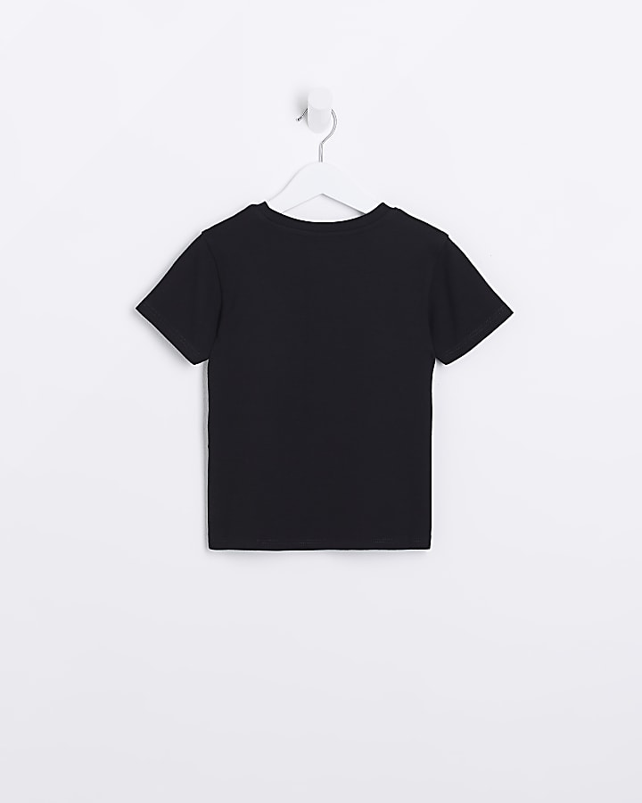 Mini Boys Black Maison Riviera Logo T-shirt