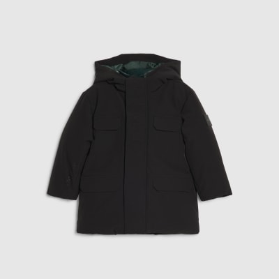 Mini Boys Black MCMXII Hooded Coat