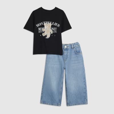 Mini Boys Black Montpellier Bear T-Shirt Set