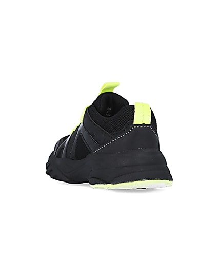 360 degree animation of product Mini boys black neon lace up chunky trainers frame-7