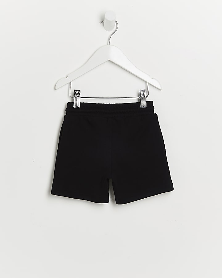 Mini boys black nylon fabric block shorts