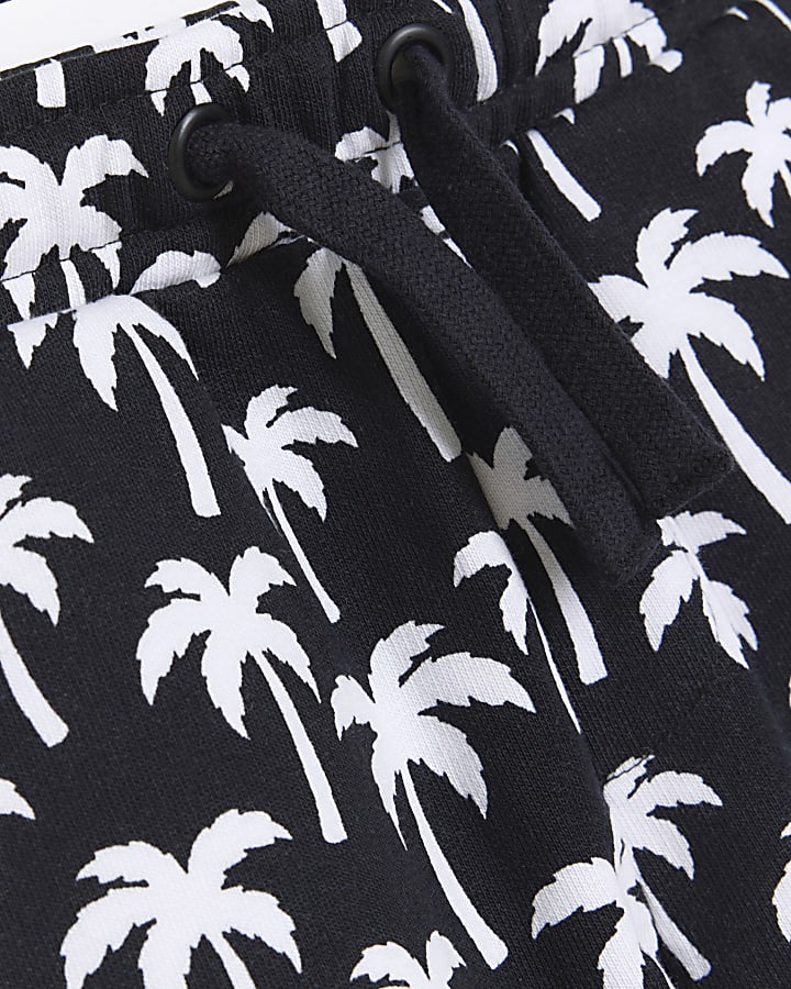 Mini boys black palm tree shorts