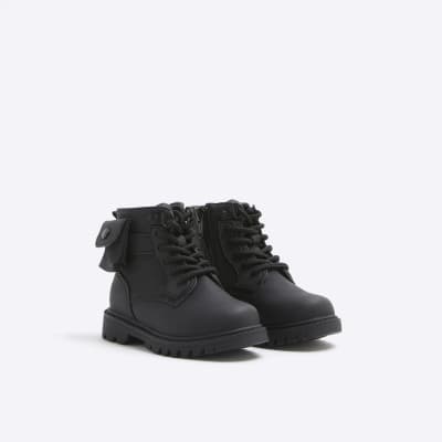Mini boys black pocket boots River Island
