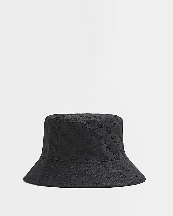 Mini boys black RI check jacquard bucket hat