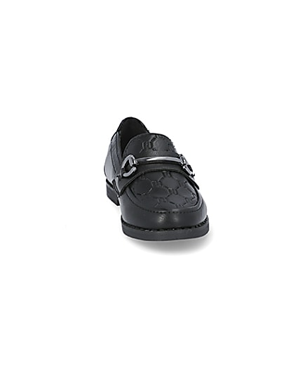 360 degree animation of product Mini boys black RI monogram snaffle loafers frame-20