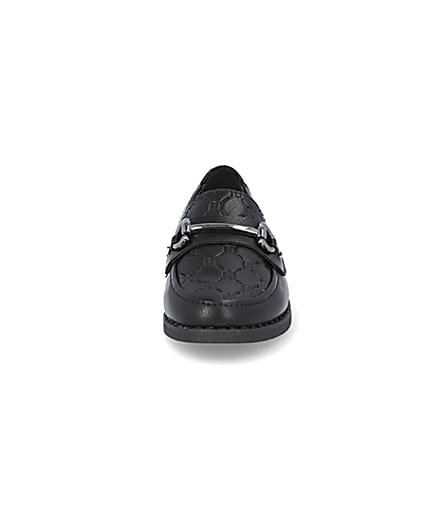 360 degree animation of product Mini boys black RI monogram snaffle loafers frame-21