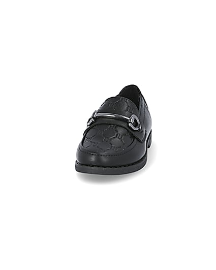 360 degree animation of product Mini boys black RI monogram snaffle loafers frame-22