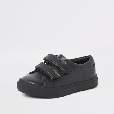 boys black velcro trainers
