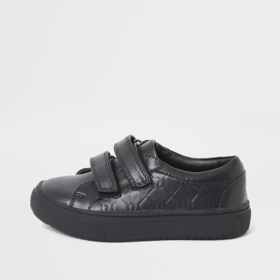 boys black velcro trainers