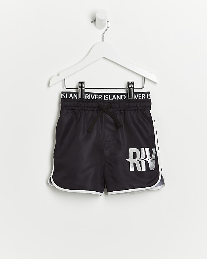 Mini boys black RI swim shorts